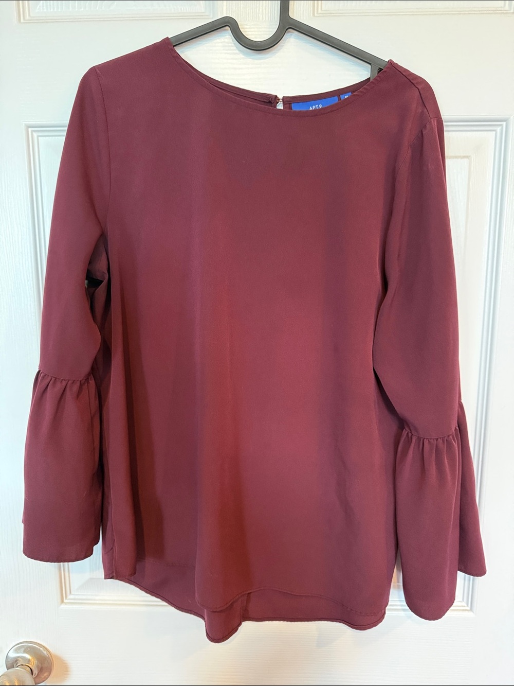 Apt. 9 Burgundy Long-Sleeve Ruffle-Sleeve Blouse